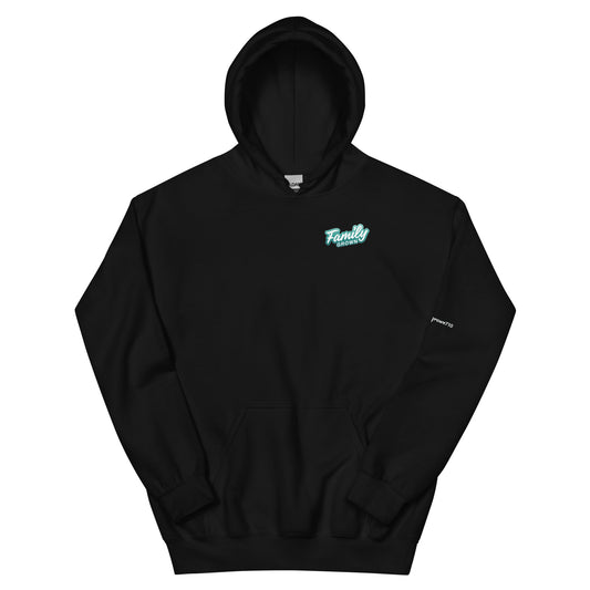 Family Grown Teal Leaf Hoodie - Sierra Foothills, black, front view
