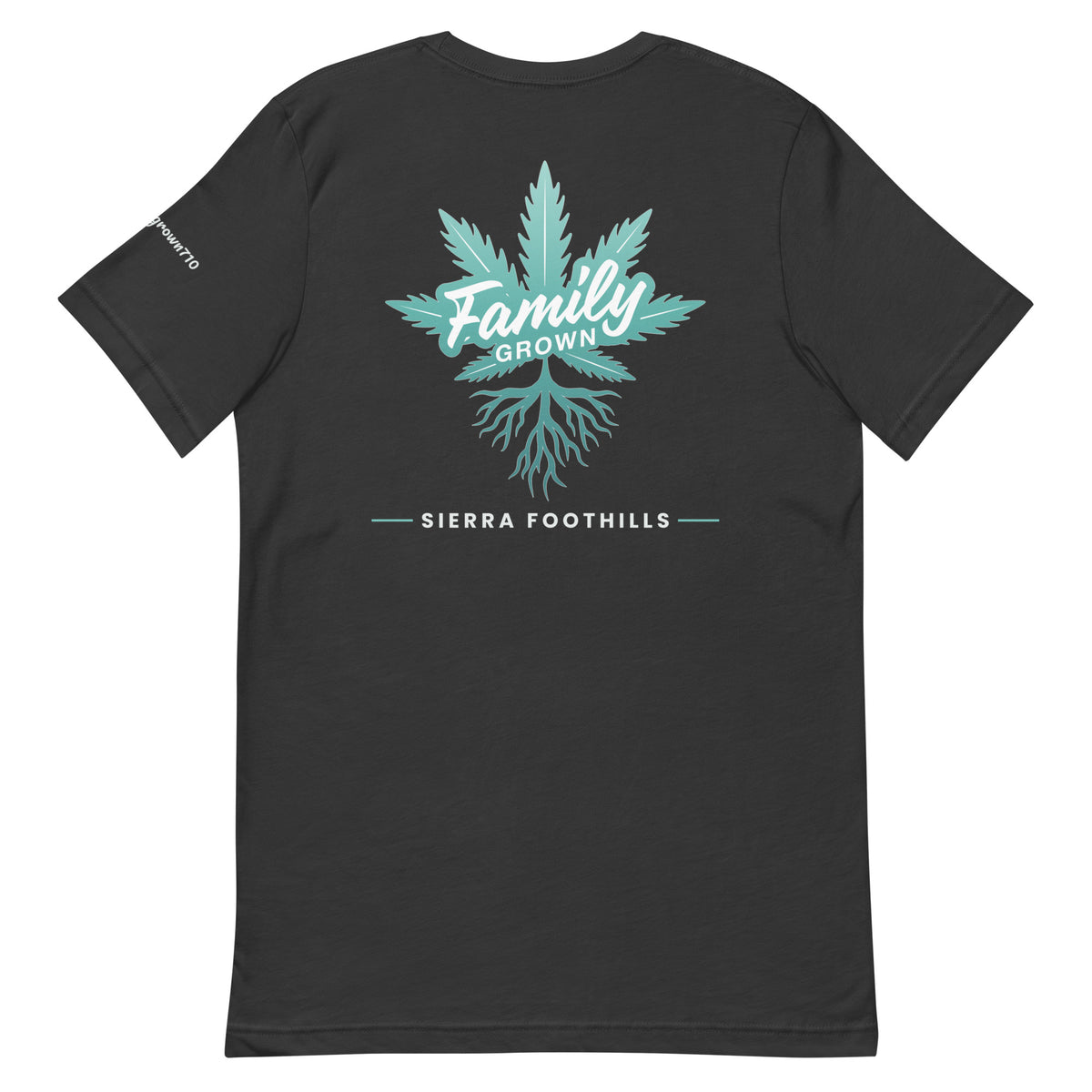 Family Grown Teal Leaf Tee - Sierra Foothills, dark grey, back view