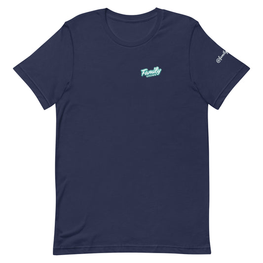 Family Grown Teal Leaf Tee - Sierra Foothills, navy, front view